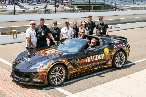 Sam Schmidt and the Arrow Electronics SAM Car Project team at the Indianapolis Motor Speedway in May. (Photo: Business Wire)