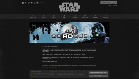 Teen and adult fans are encouraged to create their own 2-min 'Rogue Stories' for a chance to win a trip to Lucasfilm. For more information and how to enter the Go Rogue contest, visit StarWars.com/GoRogue. (Photo: Business Wire)