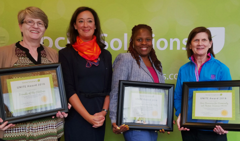 From left to right: Holly Huillet from Friends of the Children, CEO of Social Solutions Rachel Arnold, Kimberly Williams-Rivera from Connecticut Council of Family Services Agencies, and Dianne Benjamin from ARCHS (Photo: Business Wire)