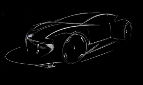 Early sketch of Fisker electric vehicle (Photo: Business Wire)
