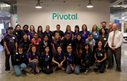 Pivotal CEO Rob Mee poses with teens taking part in Girls Who Code summer immersion and mentorship program held at Pivotal. (Photo: Business Wire)