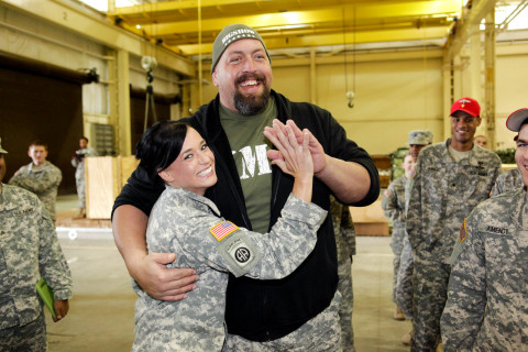 WWE Superstar Big Show greets our nation's troops. (Photo: Business Wire)