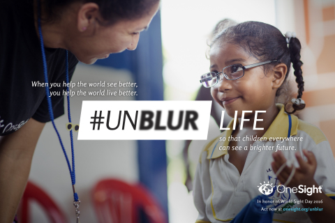 In honor of World Sight Day, OneSight launches their #UNBLUR campaign so that students everywhere can reach their full potential. (Graphic: Business Wire)