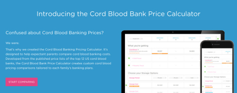 Compare cord blood banking costs now with the Pricing Calculator on the Americord website. (Graphic: Business Wire)