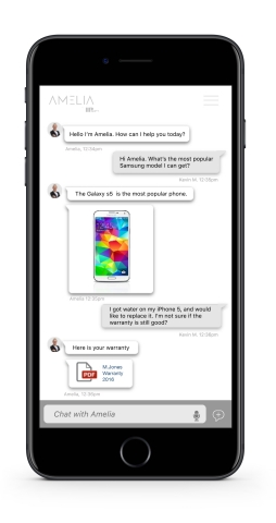 The Amelia mobile application provides companies with an extension of its existing workforce via an intuitive, voice-enabled, cognitive technology. (Photo: Business Wire)