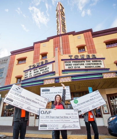 The Bend Venture Conference's big winner, Allie Magyar of Hubb, walked away with four checks totaling $2,515,000. (Photo: Business Wire) 