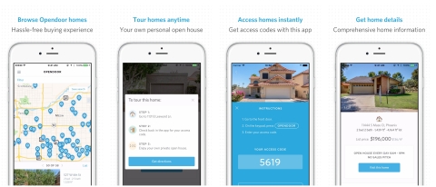 Opendoor real estate app enables buyers to find, browse, and instantly gain entry to nearby homes for sale (Graphic: Business Wire)