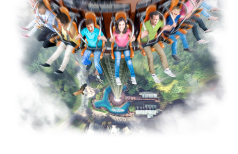 New at Dollywood in 2017 is Drop Line, a 200-foot tall free-fall experience that towers over Timber Canyon and provides an incredible view of the park before its exhilarating finish. The drop tower ride lifts guests nearly 20 stories above the Canyon’s pool, before plummeting them back to the ground in a thrilling rush. (Graphic: Business Wire)