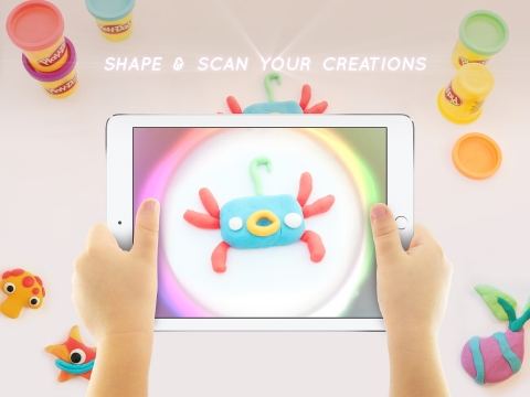 Hasbro, Inc. will debut the PLAY-DOH Touch app and the PLAY-DOH Touch SHAPE TO LIFE STUDIO set exclusively at Apple Stores around the world. The app, available for iPhone and iPad, and product work together for an interactive physical and digital play experience that brings PLAY-DOH creations to life in an immersive virtual PLAY-DOH world. (Graphic: Business Wire)