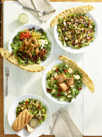 Four new freshly prepared salads including BBQ Chicken Salad, Crispy Chicken Cobb Salad, Mediterranean Chicken Salad and Kale Caesar Salad (Photo: Business Wire)