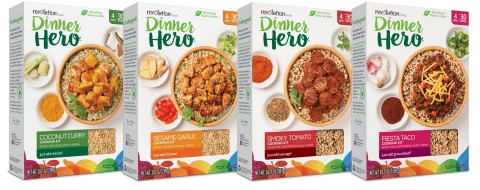 Dinner Hero is available in four chef-crafted flavors: Coconut Curry, Sesame Garlic, Smoky Tomato Sausage and Fiesta Taco (Photo: Business Wire)