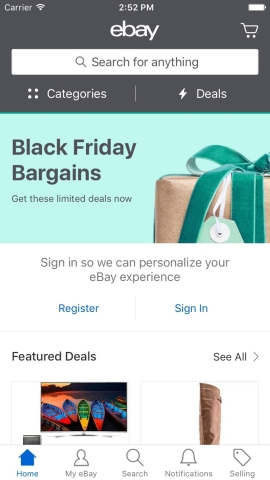 With eBay’s unmatched selection, there is no need to worry about availability or competitive prices on must-have holiday gifts – mobile shopping makes it even easier to shop for Black Friday deals. (Graphic: Business Wire)