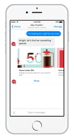 For even more customized gift recommendations, eBay recently introduced eBay ShopBot beta – a personalized shopping assistant on Facebook Messenger. (Photo: Business Wire)