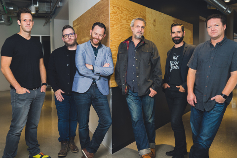 From L-R: Founder & CCO Zach Lyons, President & CSO Jeff Roach, SVP Media Tim Walsh, SVP Creative & ECD John Zegowitz, Founder & CEO James Schiefer, COO Dan Mickelsen. Not shown: Founder & SVP Business Affairs Ken Anderson. (Photo: Business Wire)
