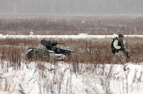 The THeMIS ADDER in action with Estonian Defence Forces soldiers.