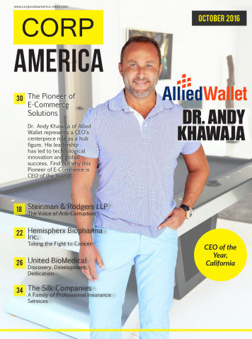 CEO of the Year Andy Khawaja of Allied Wallet on Cover of Corporate America (Photo: Business Wire)