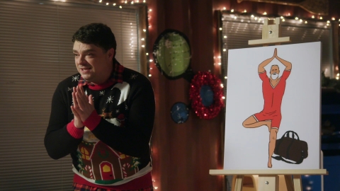 A Klick Creative Director pitches 'Yoga Santa' in the just-released 2016 Holiday Video – an entertaining and off-the-wall, behind-the-scenes look at the agency's rebrand of Santa Claus. The video, described as ‘The Office meets Mad Men Holiday Special,' can be seen at http://www.klick.com/holiday.
(Photo: Business Wire)
