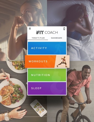 Announcing iFit Coach®, the first ever mobile smart coach to connect, monitor and dynamically adjust four key pillars of fitness: exercise, nutrition, activity and sleep. The mobile experience links consumers with the expertise of personal trainers, registered dietitians and sleep coaches to provide a customized daily plan, and is available now. (Photo: Business Wire)