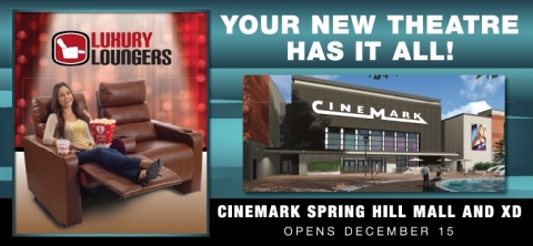 Cinemark announces Grand Opening of Cinemark Spring Hill Mall and XD Theatre with luxury lounger recliners. (Photo: Business Wire)