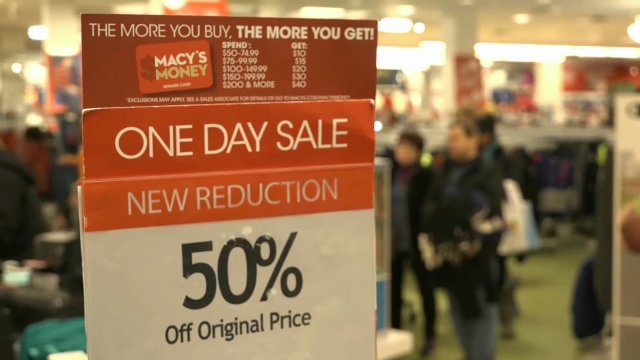 Shoppers search for great deals and discounts at Macy's locations nationwide during the busiest holiday shopping weekends in December.