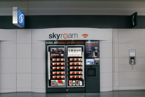 Skyroam’s global WiFi rental vending machine - SFO international terminal, boarding area G, near Gate 91.