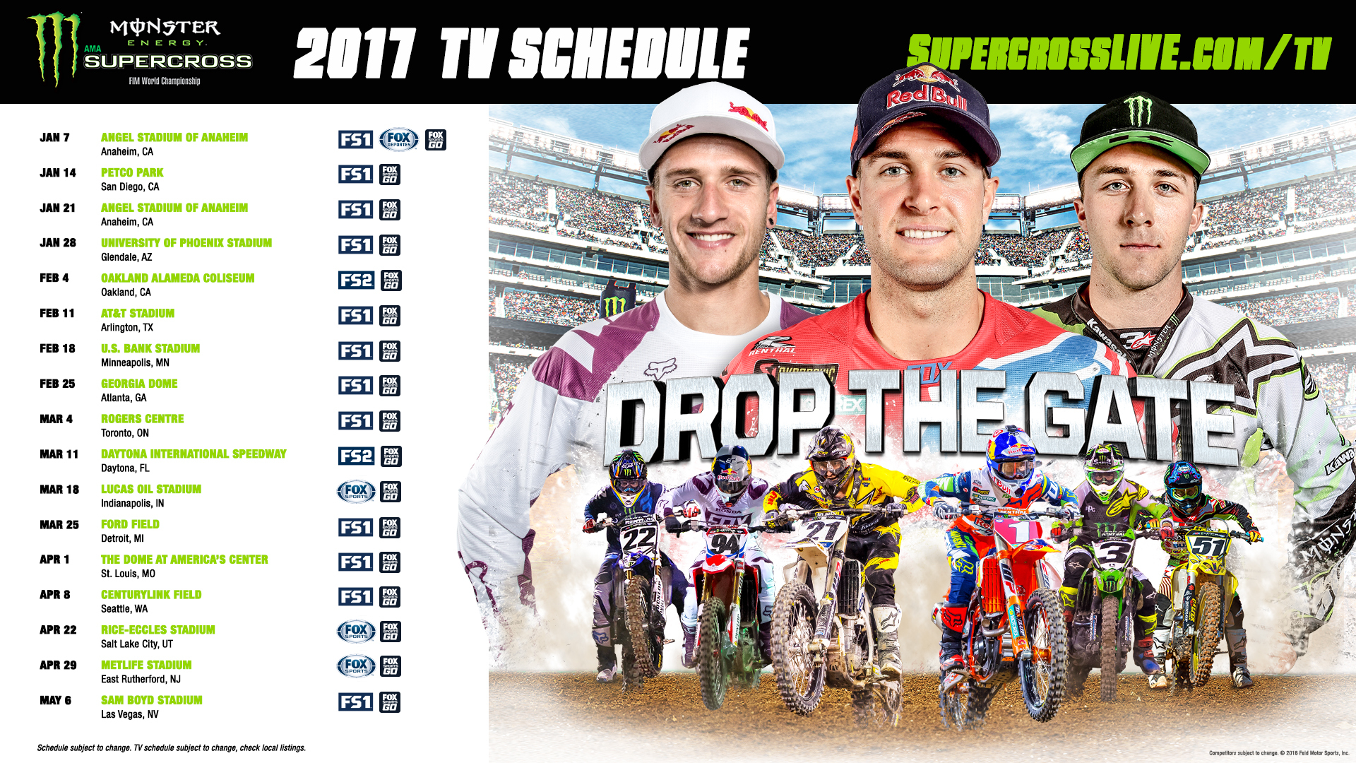 Monster Energy Supercross 2017 TV Schedule Now Available Business Wire