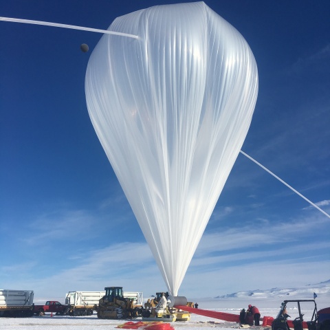 The Boron and Carbon Cosmic rays in the Upper Stratosphere (BACCUS) payload launched on November 28, one of five balloon flights in this year's Antarctic Long Duration Balloon campaign. CREDIT: NASA