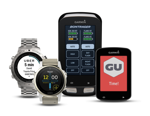 Garmin is excited to announce several exciting new apps, data fields and watch faces available for Garmin users to download from its Connect IQ Store from companies including Uber, Trek, GU Energy Labs and nuun Active Hydration. (Photo: Business Wire)