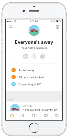 If no one is home, Sky can lock the doors, arm your system and adjust the temperature  (Photo: Business Wire) 