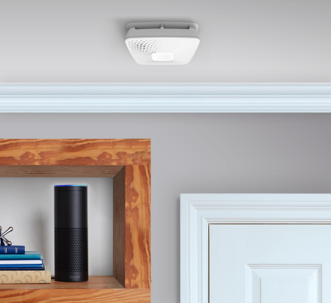 The sleek, modern-designed alarm is Apple HomeKit-enabled and works with Amazon Alexa, where users can ask Alexa the status of alarms or to help develop a family fire escape plan. (Photo: Business Wire)