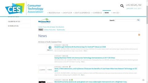 CES 2017出展企業ニュースとデジタル・メディアをCES 2017公式サイトとTradeshownews.comで公開（画像：ビジネスワイヤ）