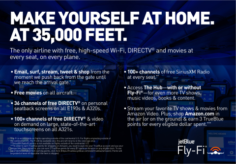 JetBlue Becomes Only Airline With Free, High-Speed Wi-Fi at Every Seat (Graphic: Business Wire)