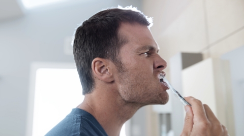 Intel’s 360 replay technology offers a glimpse of Tom Brady’s morning routine in Intel’s “Brady Everyday” Super Bowl commercial. Intel’s 360 technology will be showcased in the Super Bowl game broadcast. (CREDIT: Intel Corporation)