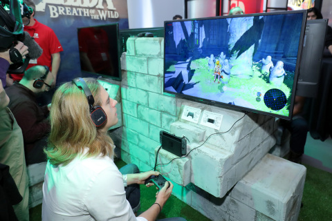 NEW YORK - JAN 13: In this photo provided by Nintendo of America, a guest enjoys playing The Legend of Zelda: Breath of the Wild on the groundbreaking new Nintendo Switch video game system at a special preview event in New York on Jan. 13, 2017. Launching March 3, 2017, Nintendo Switch combines the power of a home console with the mobility of a handheld. It's a new era in gaming that delivers entirely new ways to play wherever and whenever people want. (Photo by Neilson Barnard/Getty Images for Nintendo of America)