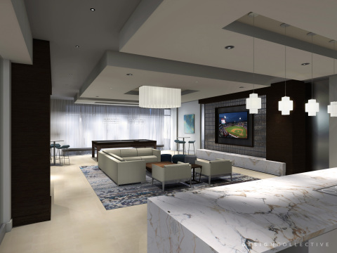A sneak peek of what's to come - Hanover North Broad's WiFi Clubhouse will feature a cozy TV lounge with billiards and catering kitchen. (Photo: Business Wire)