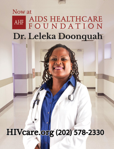 Leleka Doonquah, MD will be serving patients at AHF's Healthcare Centers at Benning Rd in Northeast Washington DC (1647 Benning Road, NE, Suite #303, Washington, DC 20002) and at AHF's Temple Hills Healthcare Center in Prince George's County, MD (4302 Saint Barnabas Road, Suite B, Temple Hills, MD 20748). (Photo: Business Wire)