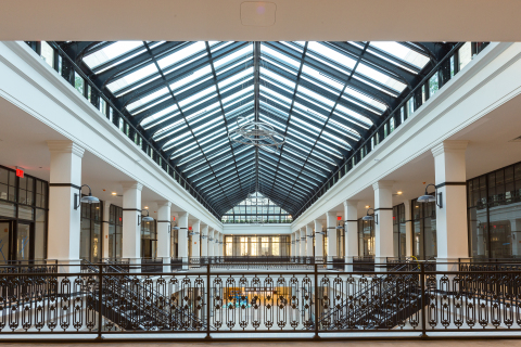 The Hahne & Co. building's stunning skylight was restored pane-by-pane and can be enjoyed for the first time in 70 years. (Photo credit: Sylvester Zawadzki)