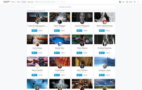 The Directory already has 50,000 photographers in more than 11,000 locations representing 191 countries. It offers photographers a chance to connect directly with customers and set their own rates for offline work. 500px clients can easily find talented photographers by specialty and location in the self-service tool.