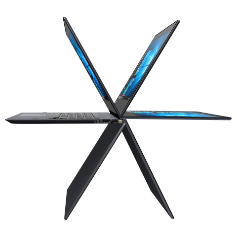 The Portégé X20W convertible 2-in-1 laptop features a sturdy 360-degree dual-action hinge, enabling smooth transitions into five core viewing modes—Laptop, Tablet, Tabletop, Presentation and Audience. (Photo: Business Wire) 