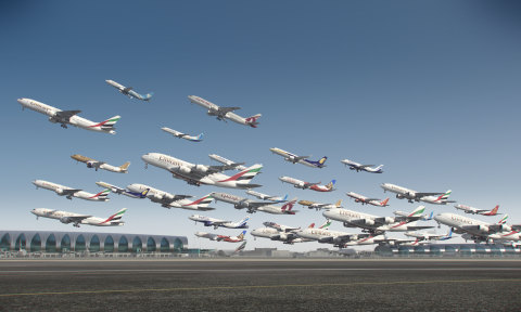 Planes taking off from Dubai International Airport. Courtesy of BBC.