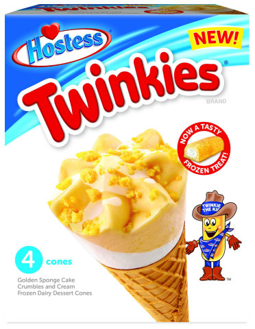 TWINKIE CONE: This is a scrumptious cone with creamy Twinkie-flavored frozen dairy deliciousness, topped with golden sponge cake crumbles that will excite any lover of America's favorite crème-filled snack cake. (Photo: Business Wire)