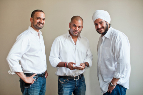 Vinodh Bhat, Rishi Malhotra and Paramdeep Singh, Co-founders of Saavn (Photo: Business Wire)