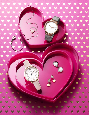 Shop Macy’s for loveable items for all this Valentine’s Day - Skagen 2-pc Boxed Set with Heart Necklace and Watch (Photo: Business Wire)