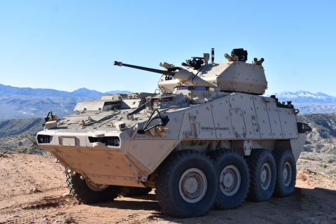 The MK44 Bushmaster Chain Gun was demonstrated in both 30mm and 40mm configurations during the live fire event. Integrated on to the General Dynamics Land Systems LAV with Kongsberg’s MCT-30 remote turret, the system replicated the upgrade the companies are providing for the U.S. Army’s Stryker Lethality Upgrade program. The MK44 also demonstrated its programmable airbursting munition in both 30mm and 40mm during the demonstration. (Photo: Business Wire)