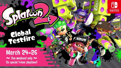 The Splatoon 2 Global Testfire will give Nintendo Switch owners six chances to play with other owners worldwide during the three-day event. (Graphic: Business Wire)