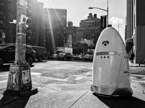 A Knightscope K5 captured on the street in New York City. (Photo: Business Wire)