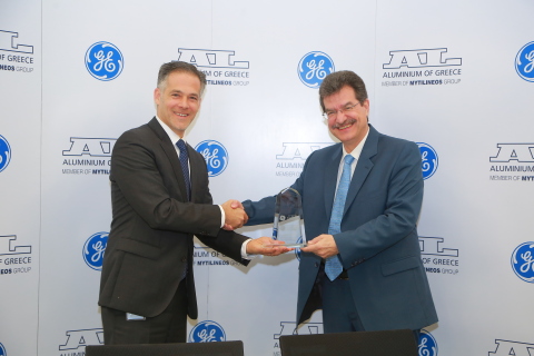 left: Joseph Anis, President & CEO of GE’s Power Services business in the Middle East & Africa; right: Dimitris Stefanidis, CEO of Aluminium of Greece. (Photo: Business Wire)