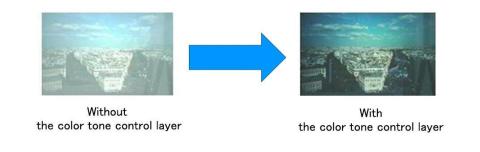 With/without the color hue control layer (Graphic: Business Wire)