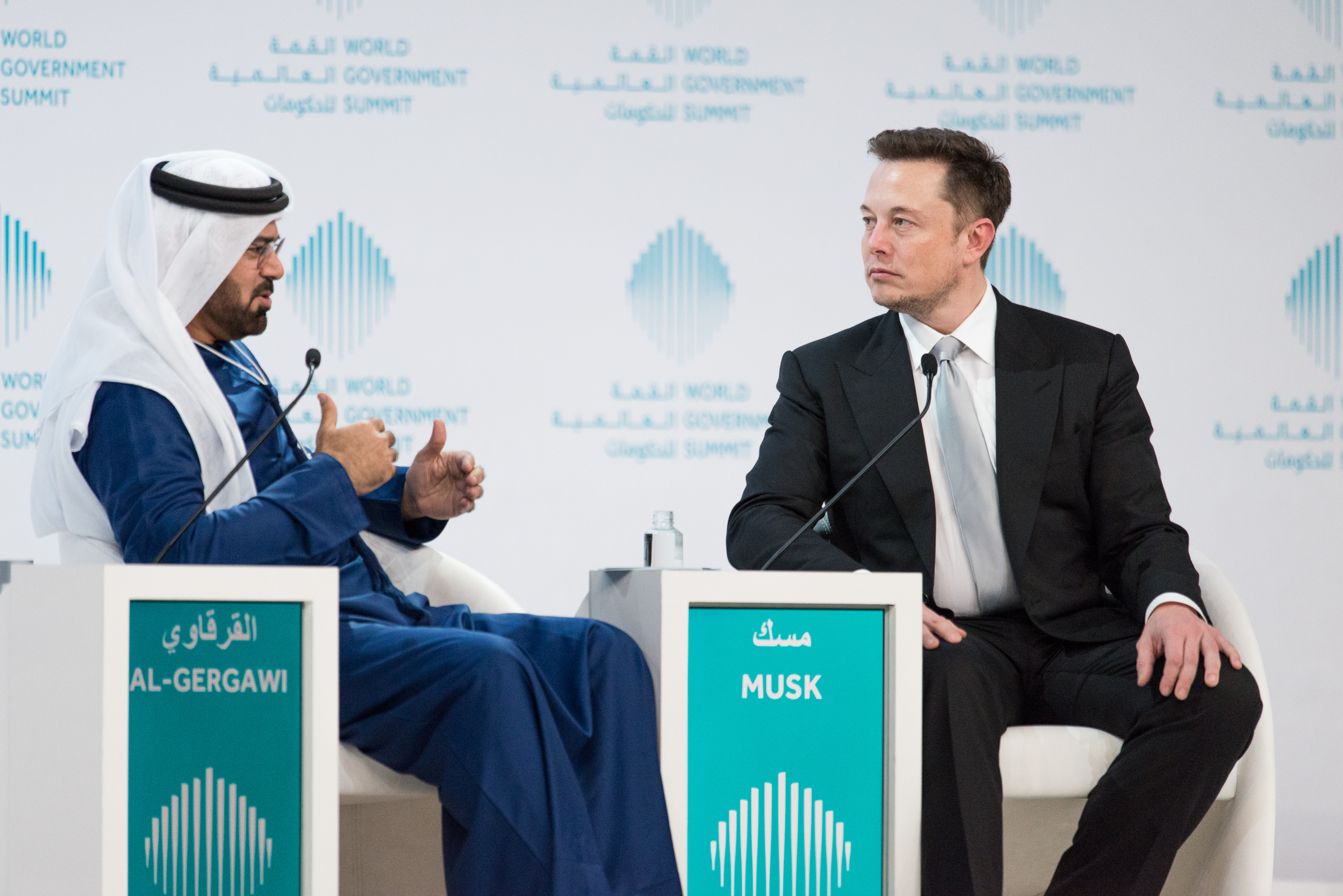 <strong>Elon Musk durante la Cumbre Mundial de Gobiernos realizada en Dubai. Foto: ME NewsWire </strong>   