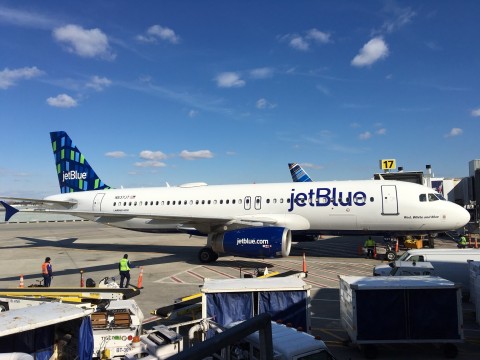 JetBlue's "Highrise" tailfin design at New York's John F. Kennedy International Airport on February 16, 2017. (Photo: Business Wire)